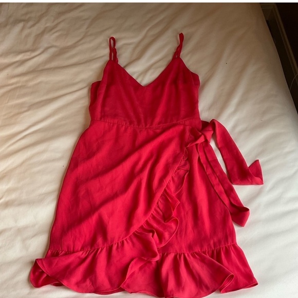 Miami Coral Spagetti Strap Wrap Dress Size Small - Picture 4 of 5